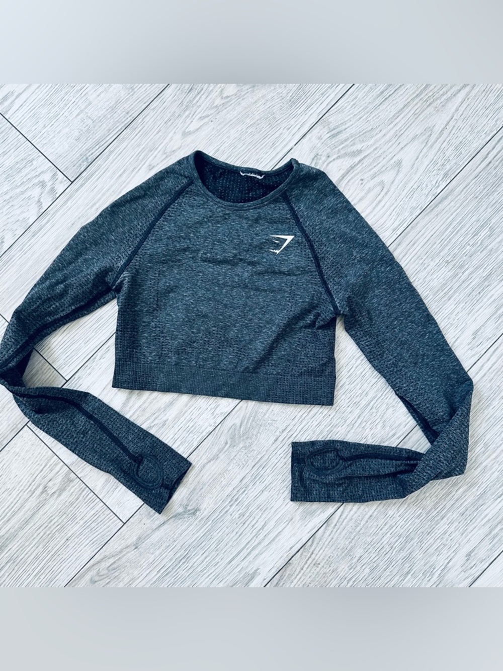 Gymshark Dark Charcoal Seamless Long-Sleeve Crop Top